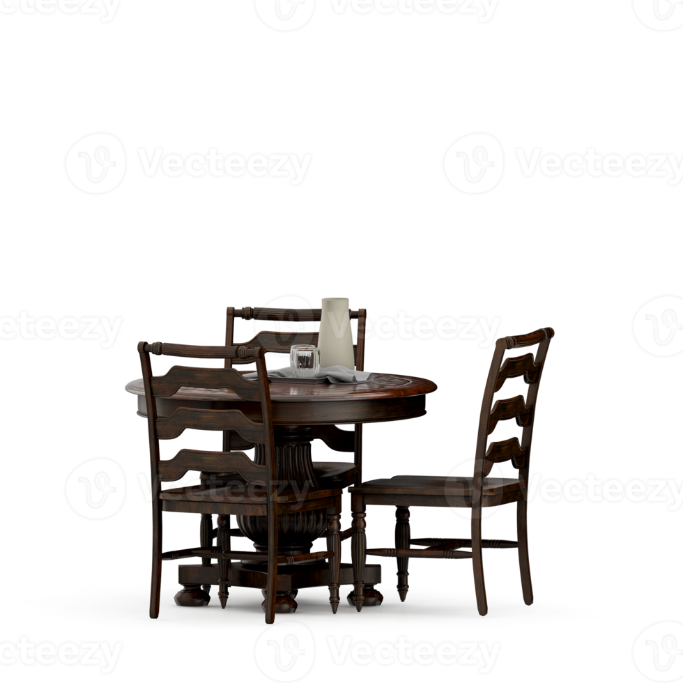 Isometric Table set front 3D render png