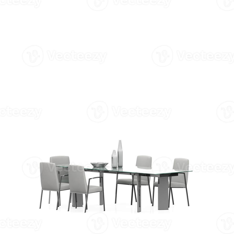 Isometric Table set front 3D render png