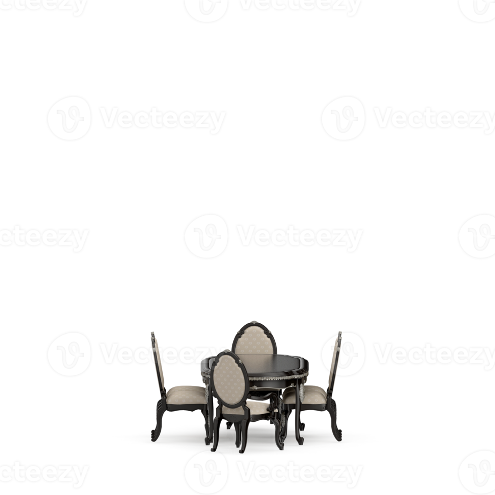 Isometric Table set front 3D render png