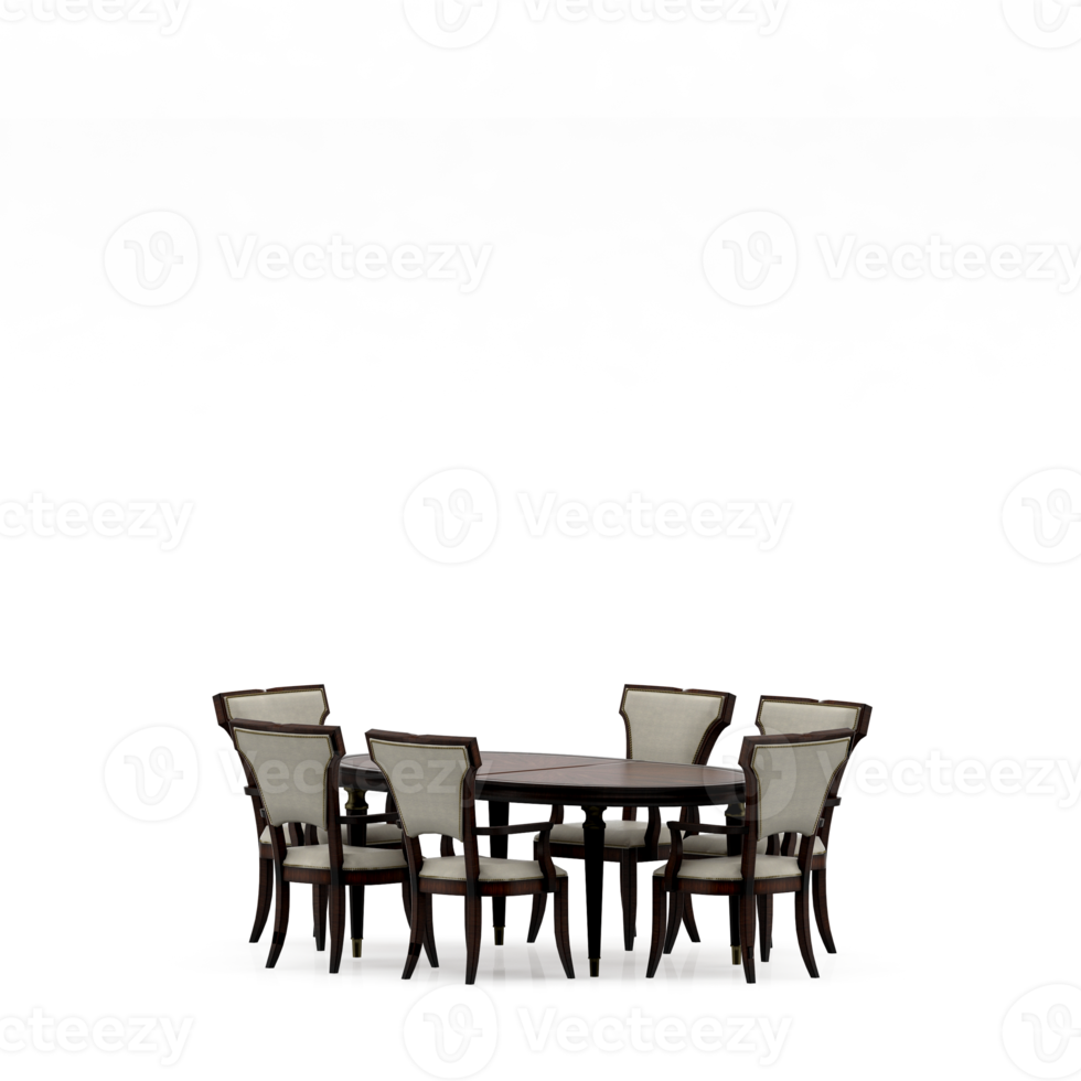 Isometric Table set front 3D render png