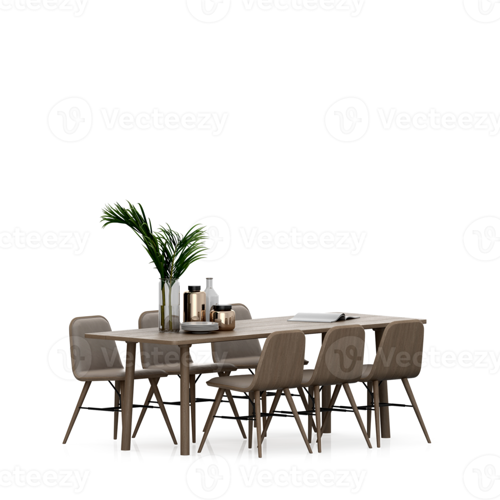 Isometric Table set front 3D render png