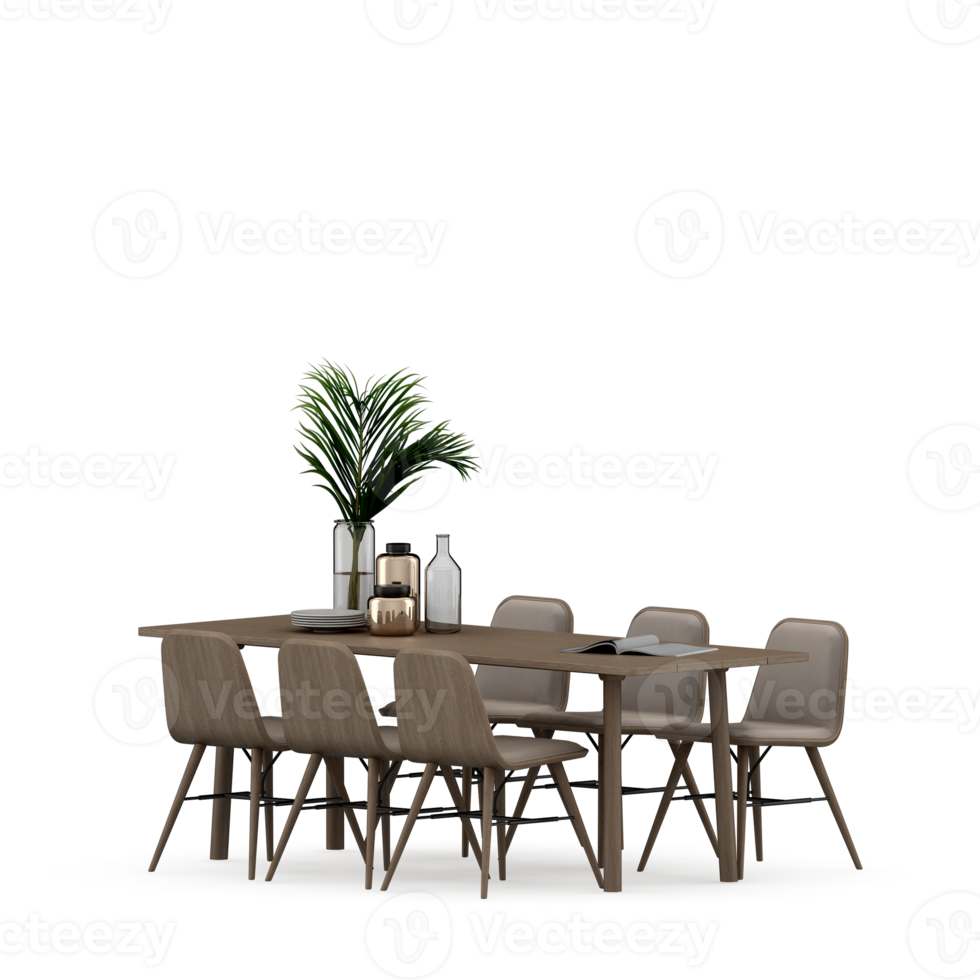 Isometric Table set front 3D render png