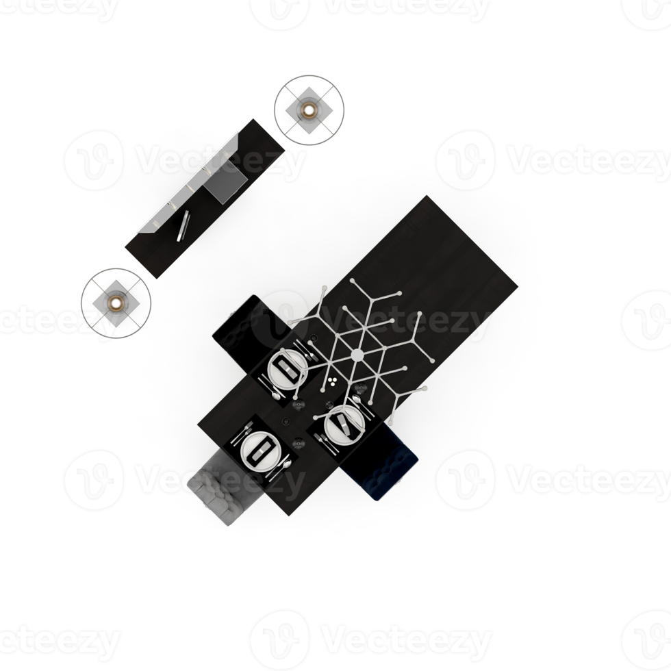 Isometric Table set Top 3D render png