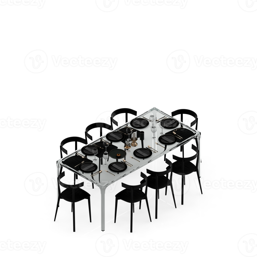 Isometric Table set Perspective 3D render png