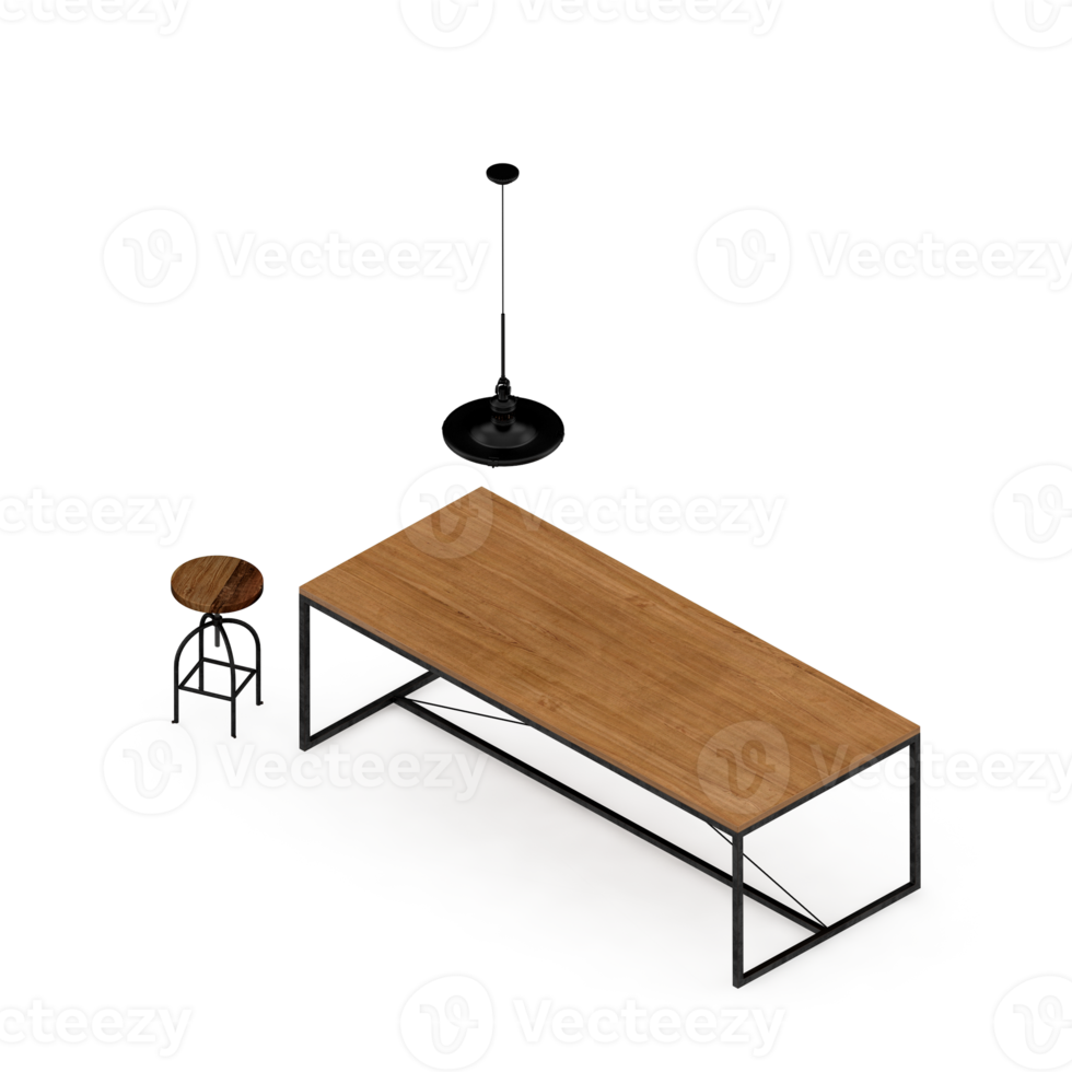 isometrische tabellensatzperspektive 3d-rendering png