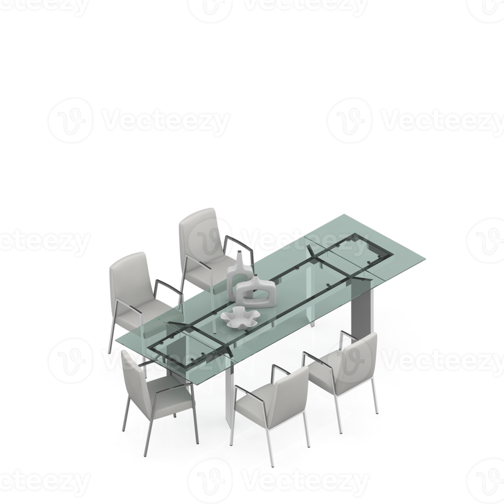 conjunto de mesa isométrica perspectiva 3d render png