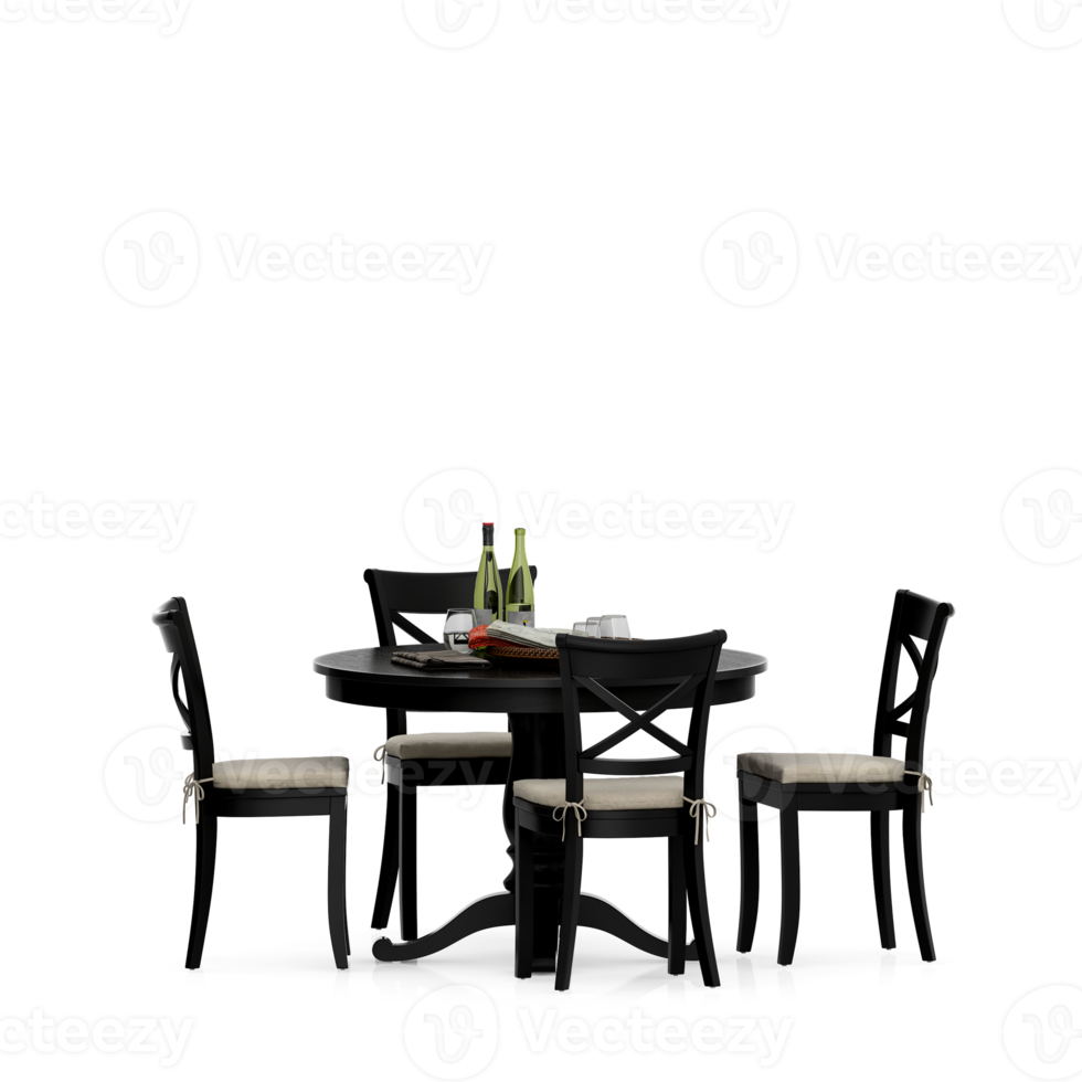 Isometric Table set front 3D render png