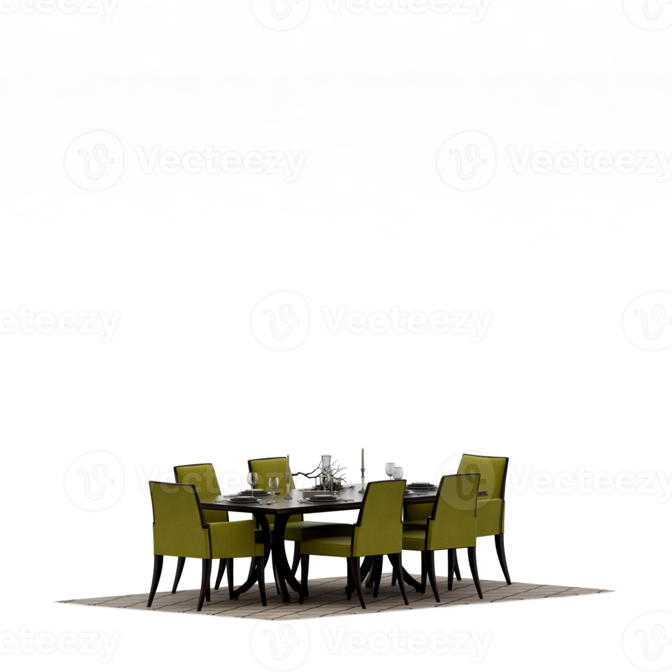 Isometric Table set front 3D render png