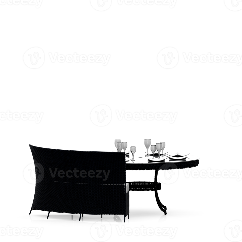 Isometric Table set front 3D render png