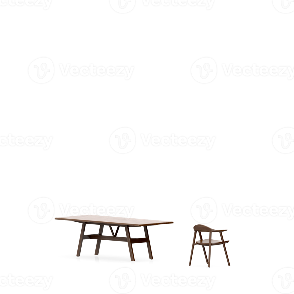 Isometric Table set front 3D render png