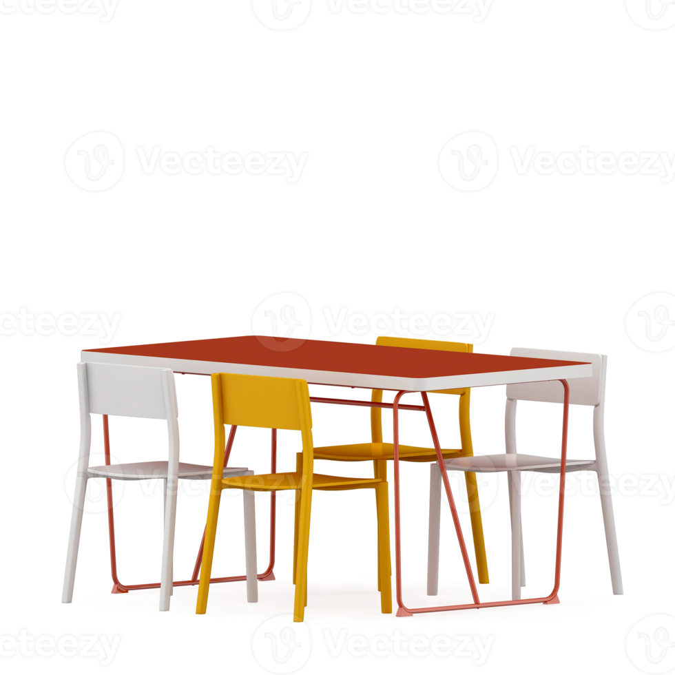 Isometric Table set front 3D render png