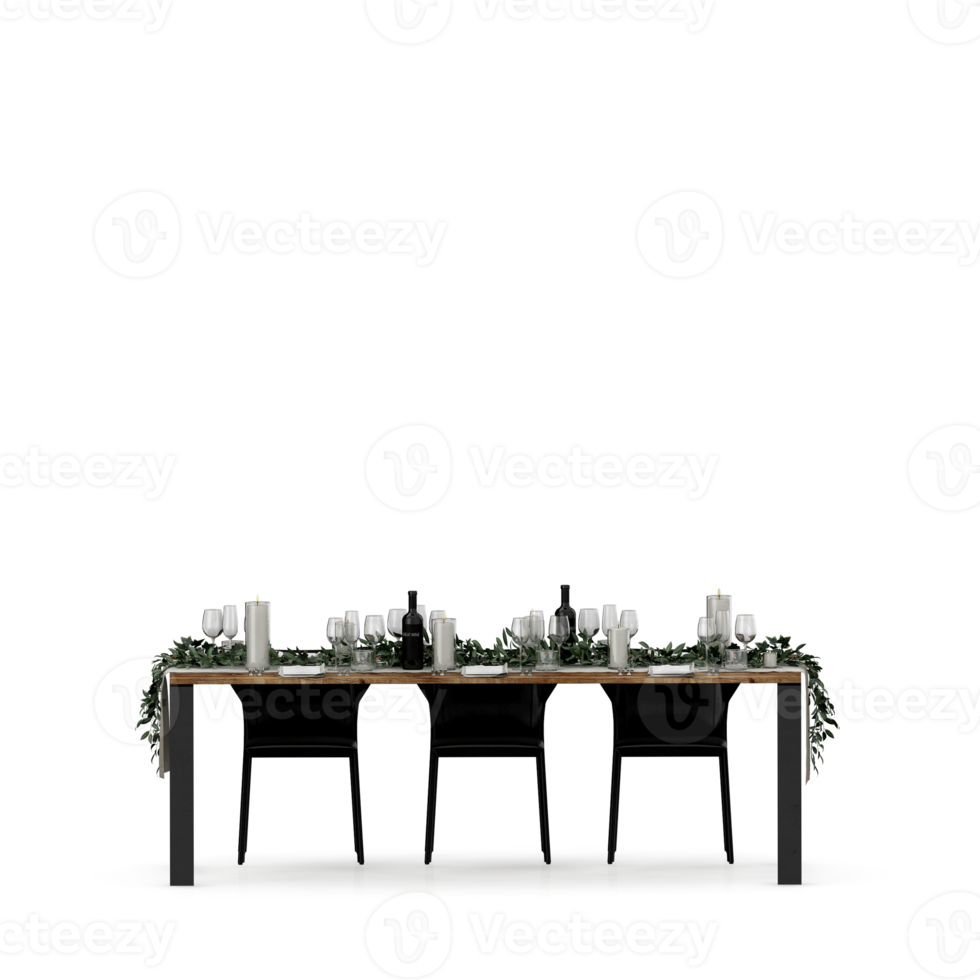 Isometric Table set front 3D render png