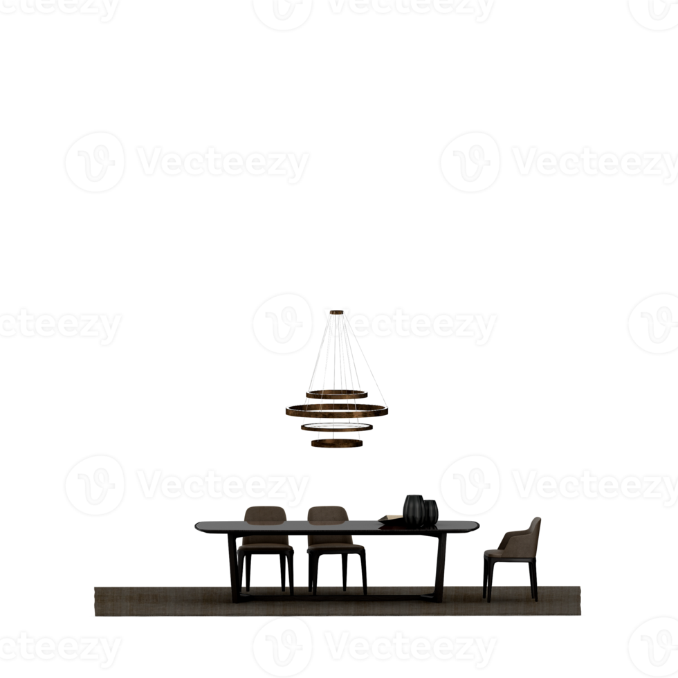 Isometric Table set front 3D render png