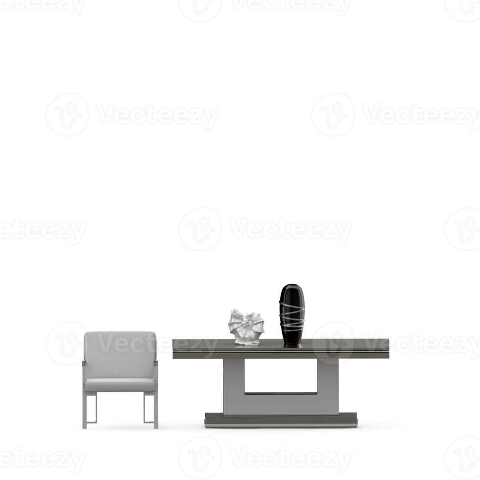 Isometric Table set front 3D render png