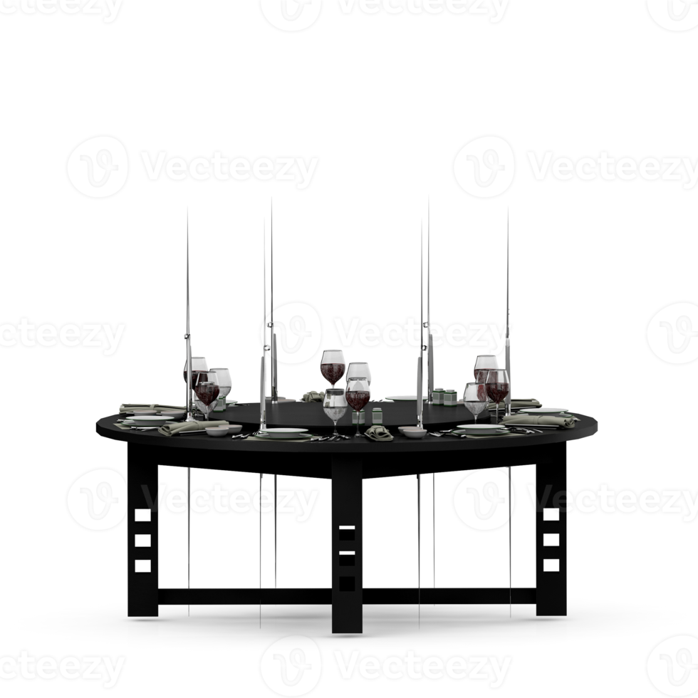 Isometric Table set front 3D render png