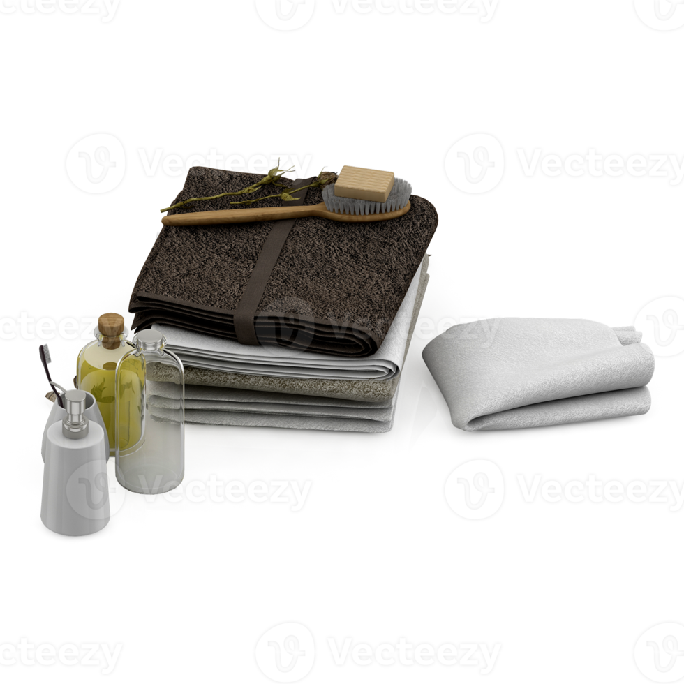 Isometric towels 3D isolated render png