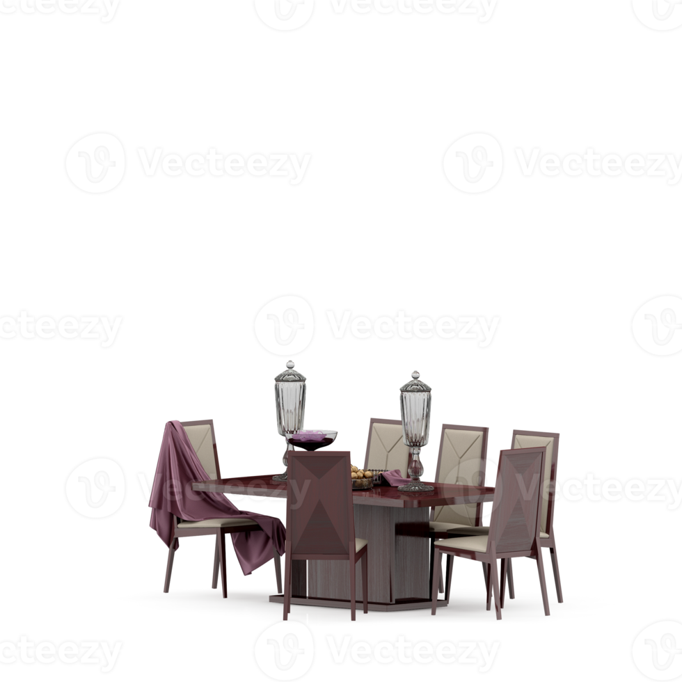 Isometric Table set front 3D render png