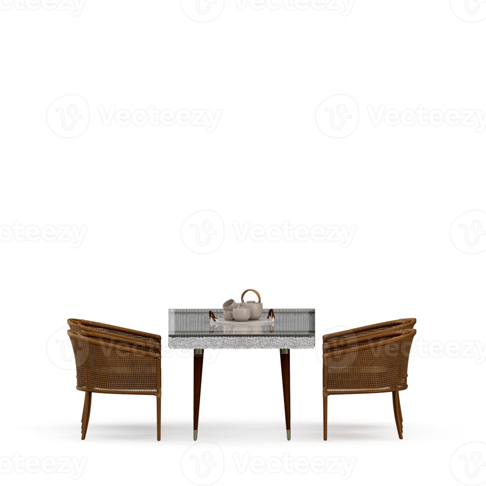 Isometric Table set front 3D render png