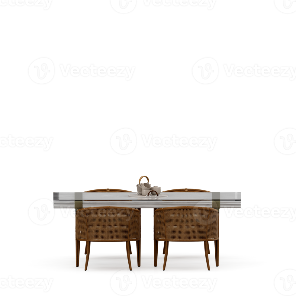 Isometric Table set front 3D render png
