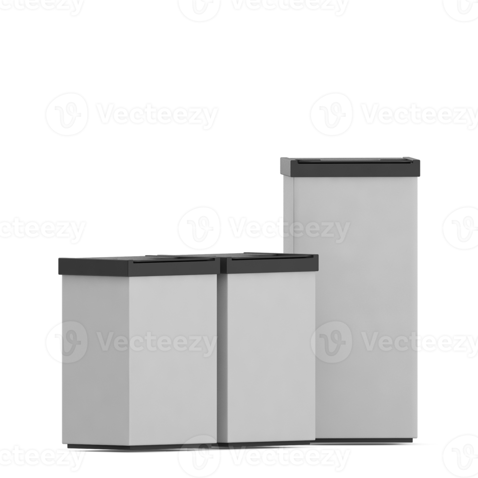 Isometric Trash Cans 3D Render png