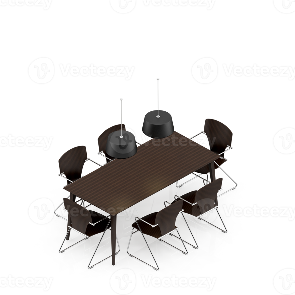 Isometric Table set Perspective 3D render png