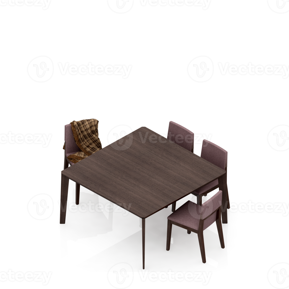 Isometric Table set Perspective 3D render png