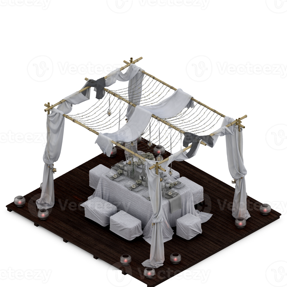 Isometric Table set Perspective 3D render png