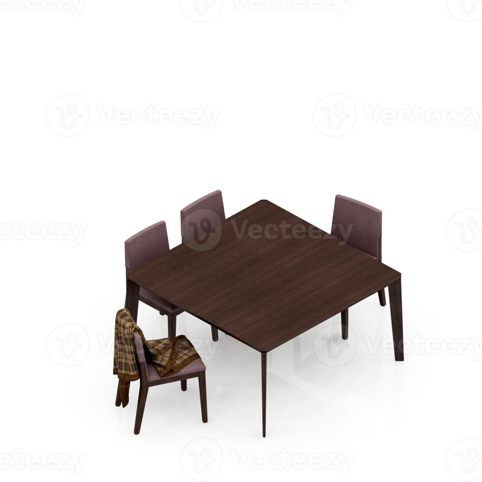 Isometric Table set Perspective 3D render png