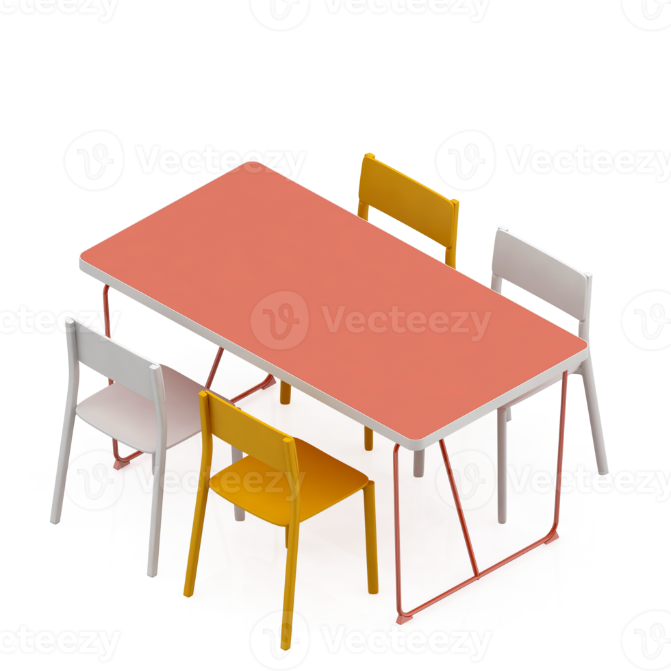 Isometric Table set Perspective 3D render png