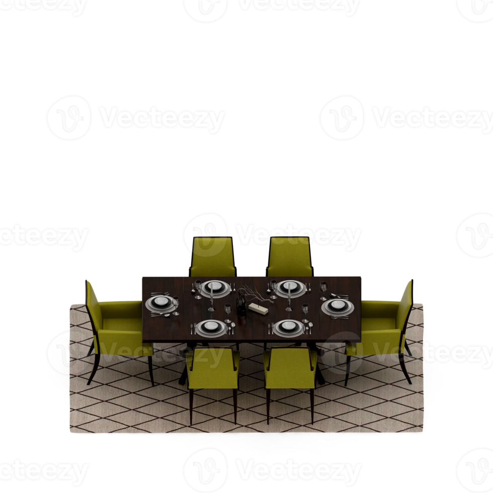 Isometric Table set Perspective 3D render png