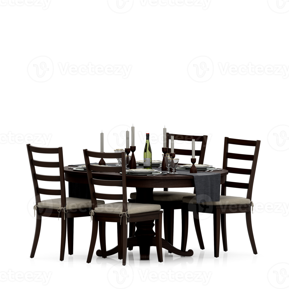 table isométrique set rendu 3d avant png