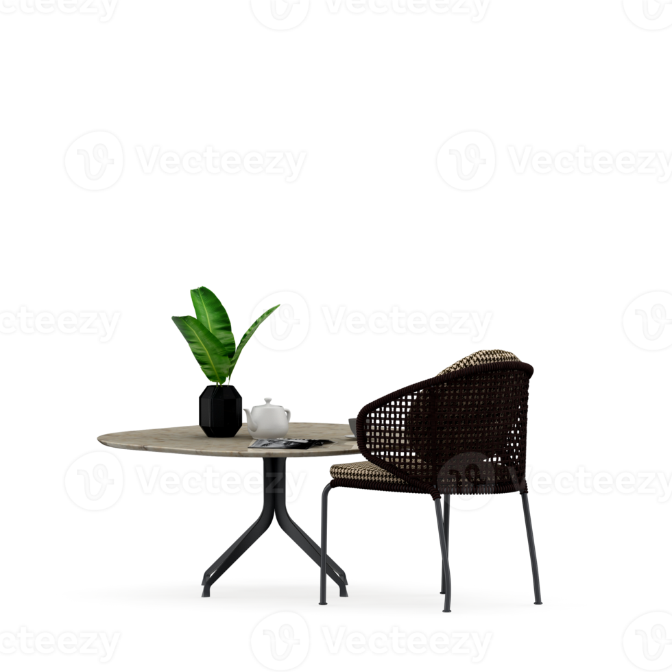 Isometric Table set front 3D render png