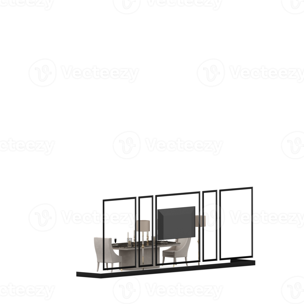Isometric Table set front 3D render png