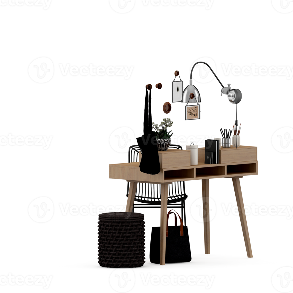 conjunto de mesa isométrica render 3d frontal png