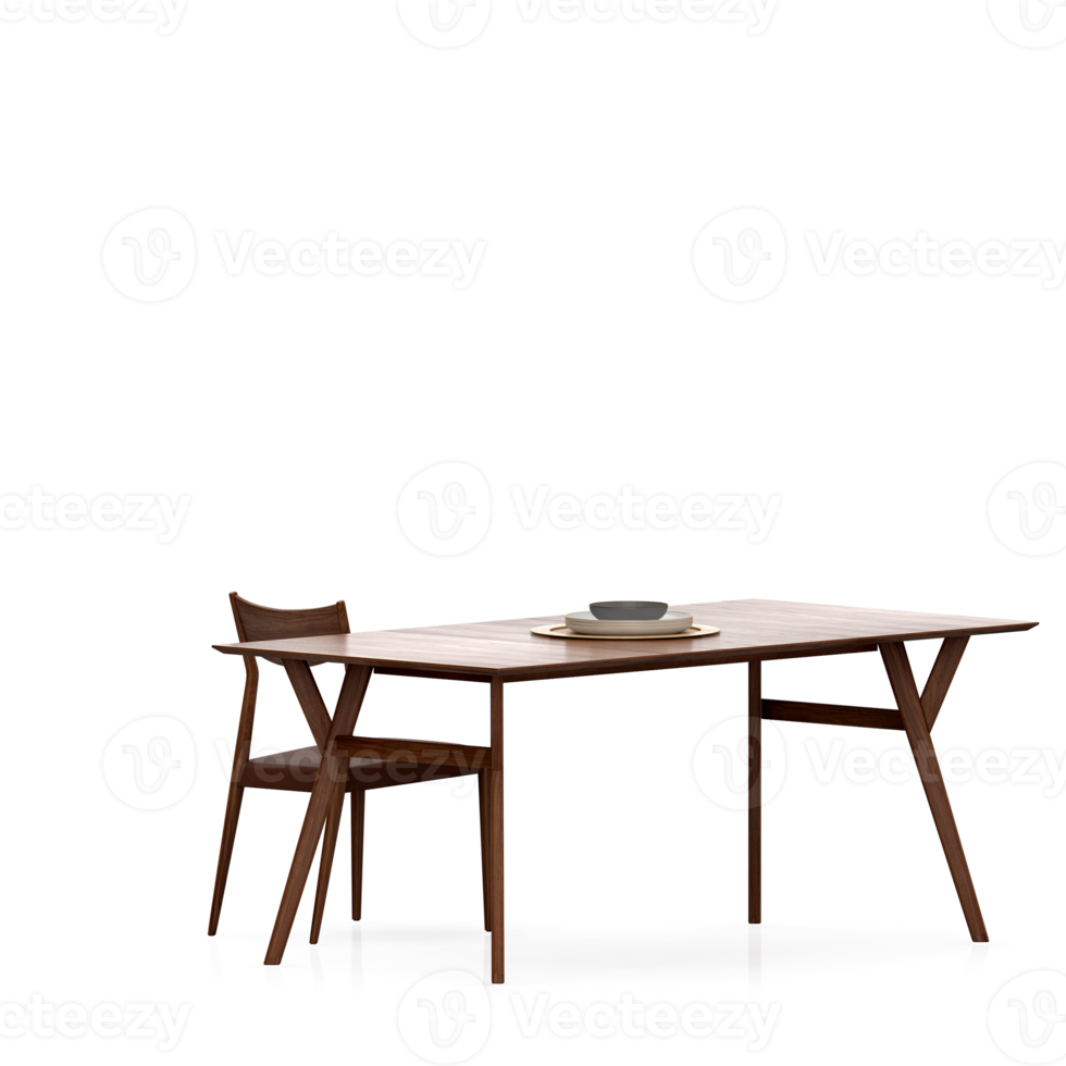 Isometric Table set front 3D render png