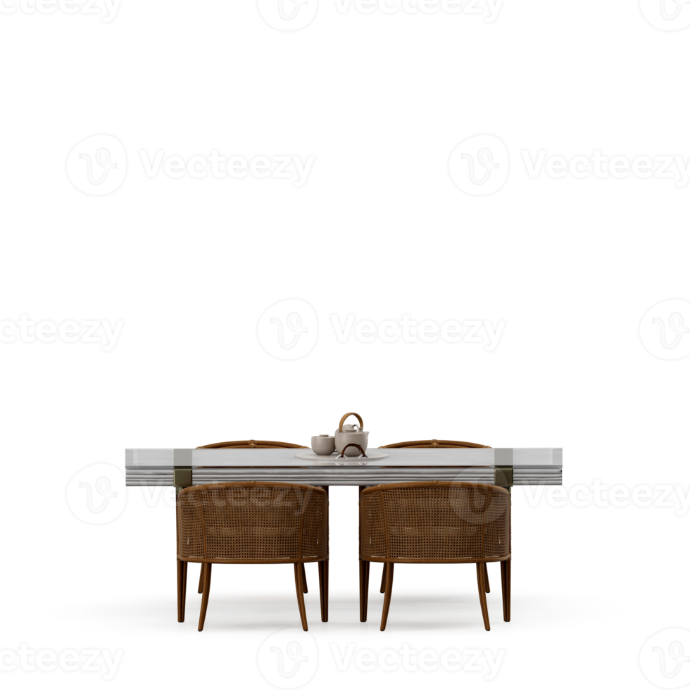 Isometric Table set front 3D render png