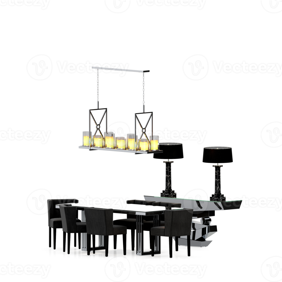 Isometric Table set front 3D render png