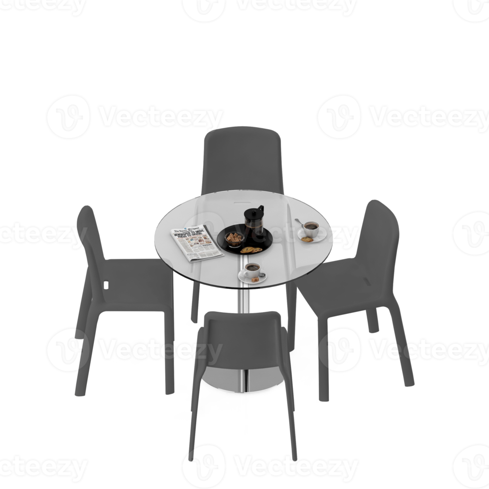 isometrische tabellensatzperspektive 3d-rendering png