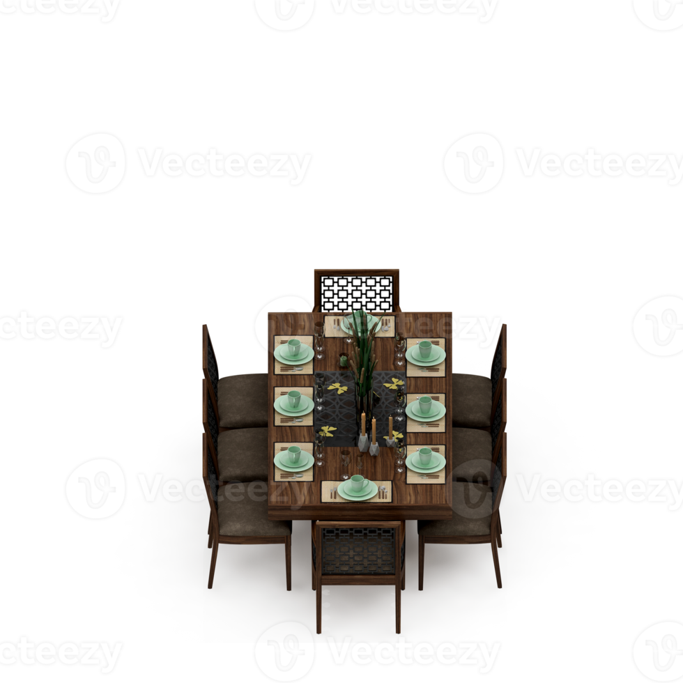 Isometric Table set Perspective 3D render png