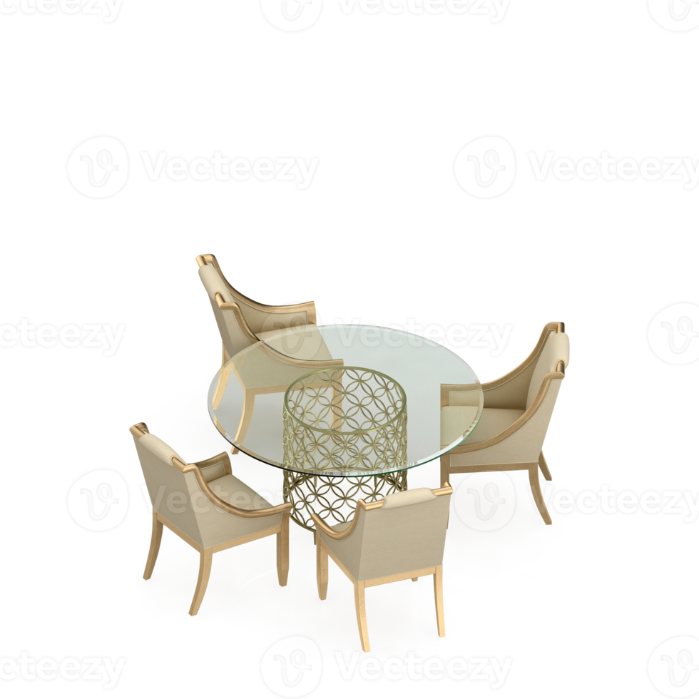 Isometric Table set Perspective 3D render png