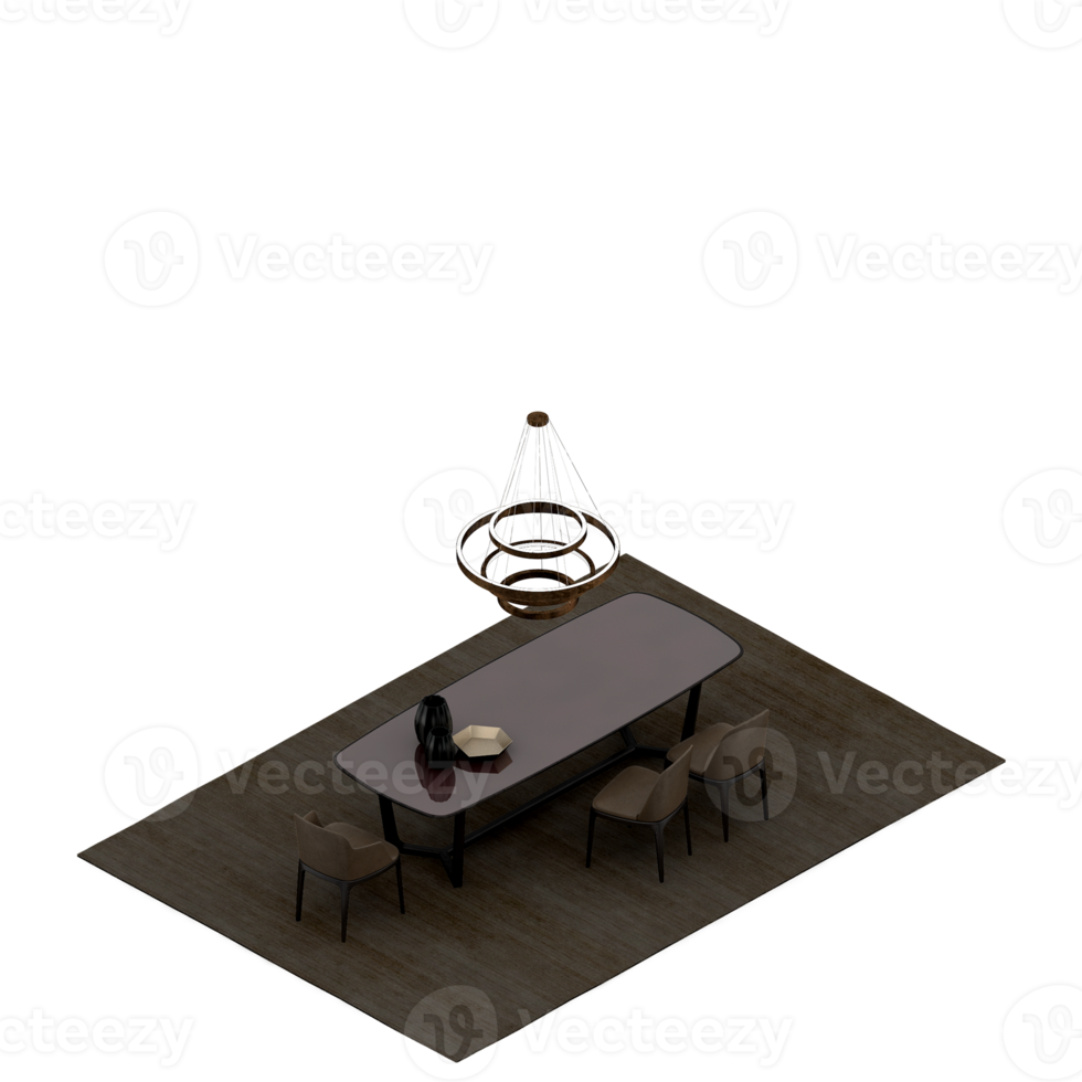 Isometric Table set Perspective 3D render png