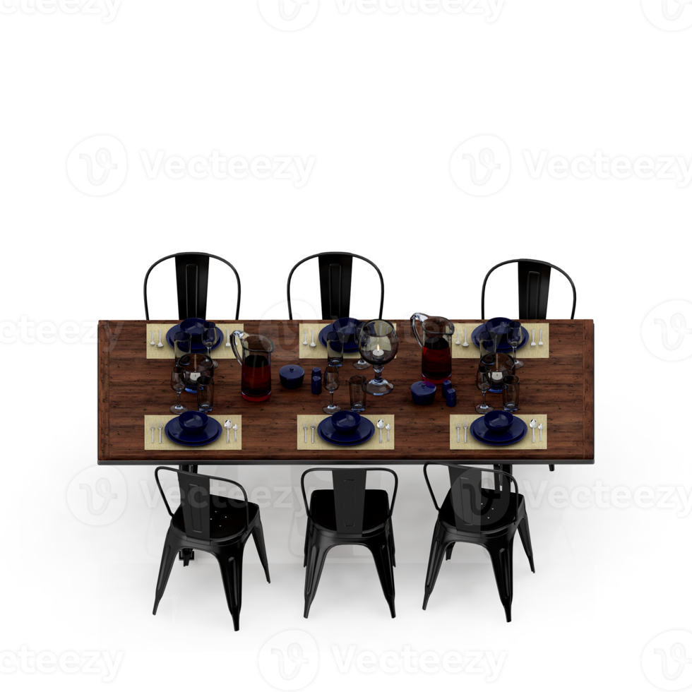 Isometric Table set Perspective 3D render png