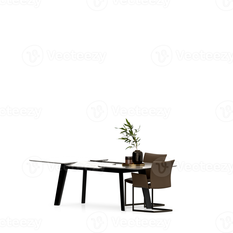 Isometric Table set front 3D render png