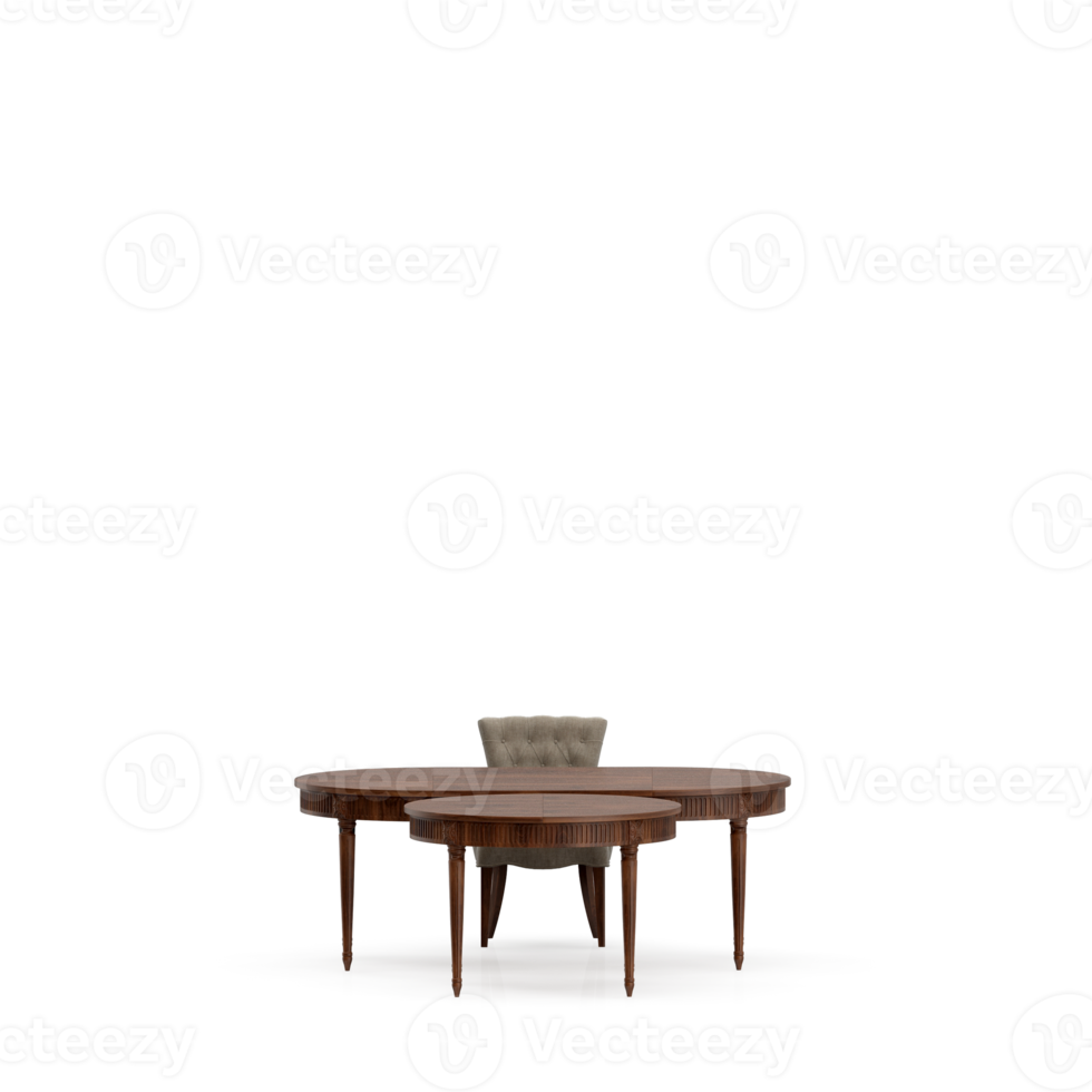 Isometric Table set front 3D render png