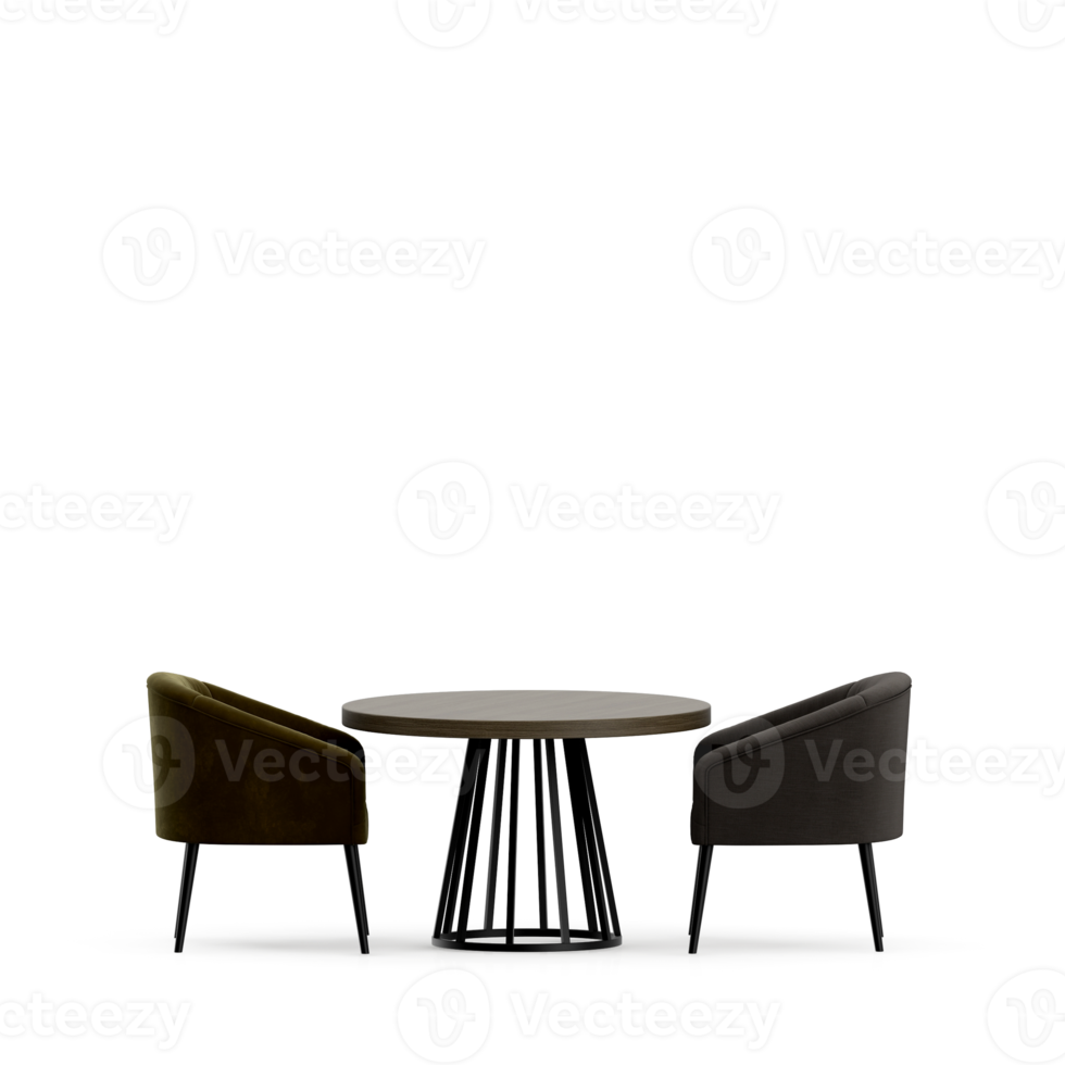Isometric Table set front 3D render png