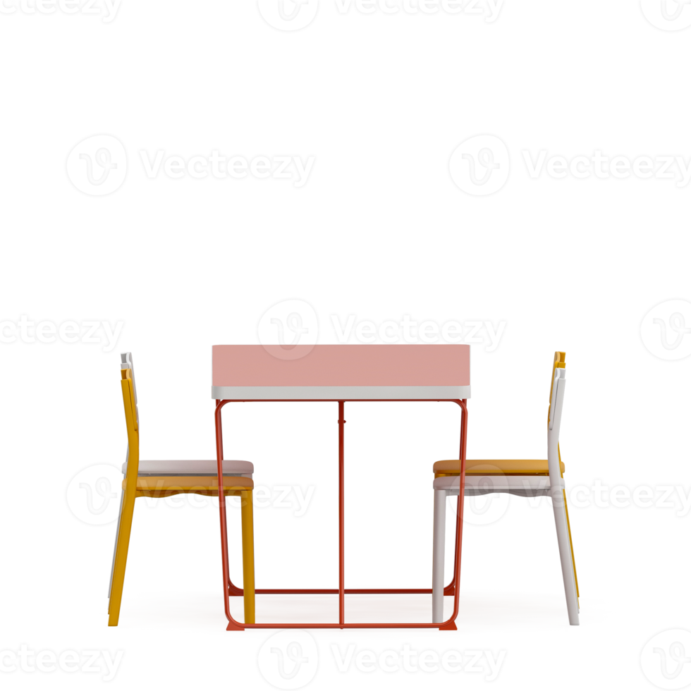 Isometric Table set front 3D render png