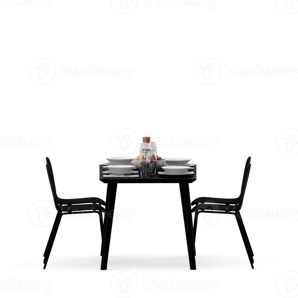 Isometric Table set front 3D render png