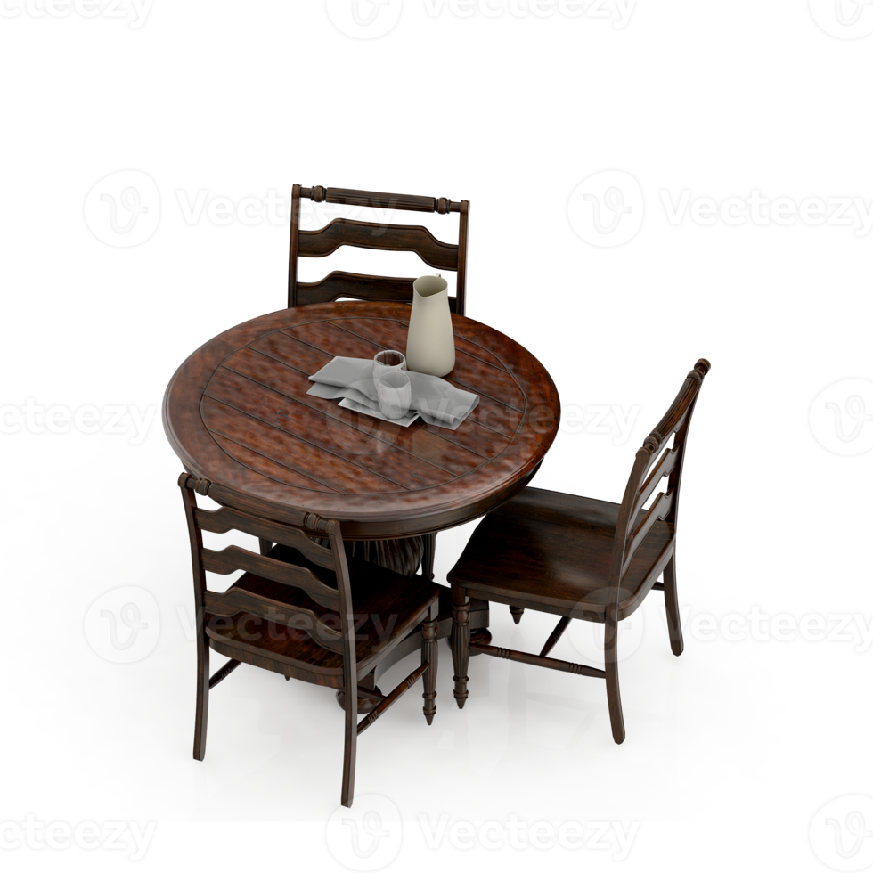 Isometric Table set Perspective 3D render png