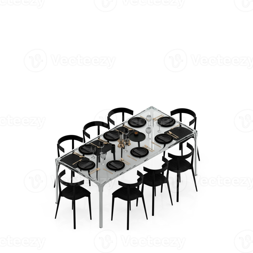 Isometric Table set Perspective 3D render png