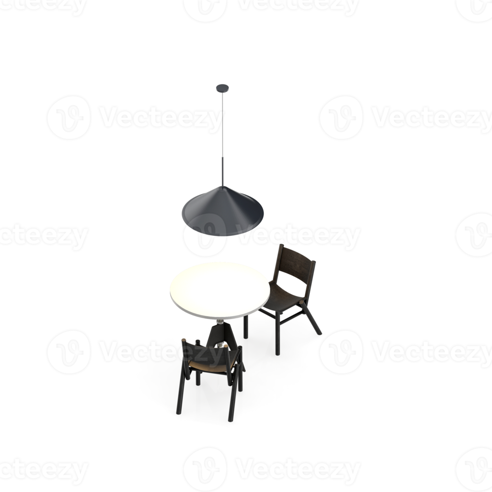 isometrische tabellensatzperspektive 3d-rendering png